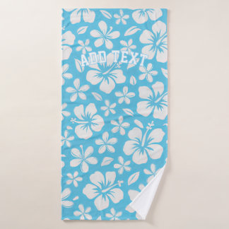 Tropical Blue Beach Flowers Bath Towel