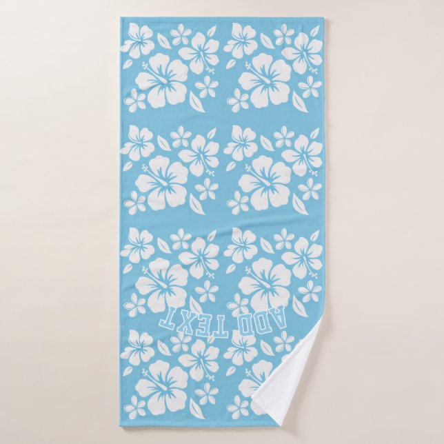 Tropical Blue Beach Flowers Bath Towel (Bath Towel)
