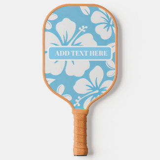 Tropical Blue Beach Flowers Pickleball Paddle