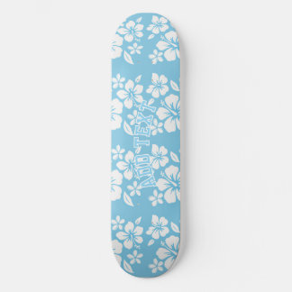 Tropical Blue Beach Flowers Skateboard