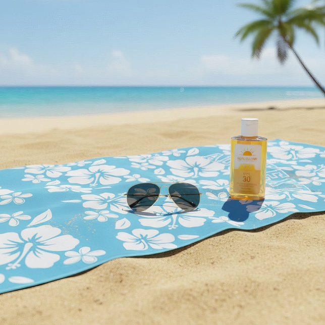 Tropical Blue Beach Flowers Towel (Creator Uploaded)