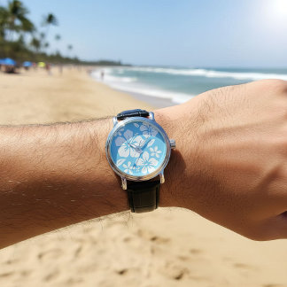 Tropical Blue Beach Flowers Watch