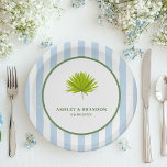 Tropical Blue Cabana Stripe Coastal Retro Wedding Paper Plate<br><div class="desc">Bring a fresh coastal touch to your celebration with these tropical theme paper plates. The classic blue cabana stripe design creates a relaxed beachside feel, perfect for coastal weddings, tropical receptions, rehearsal dinners, or seaside bridal showers. The clean retro style pairs beautifully with tropical décor, island-inspired details, and beach wedding...</div>
