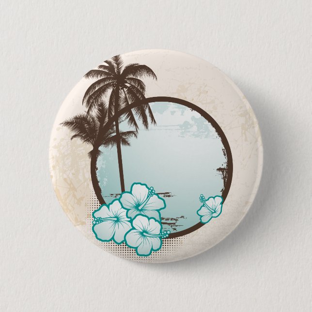 Tropical blue circle 2 inch round button (Front)