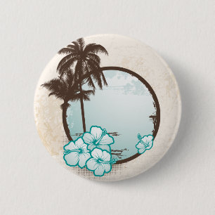 Tropical blue circle 2 inch round button