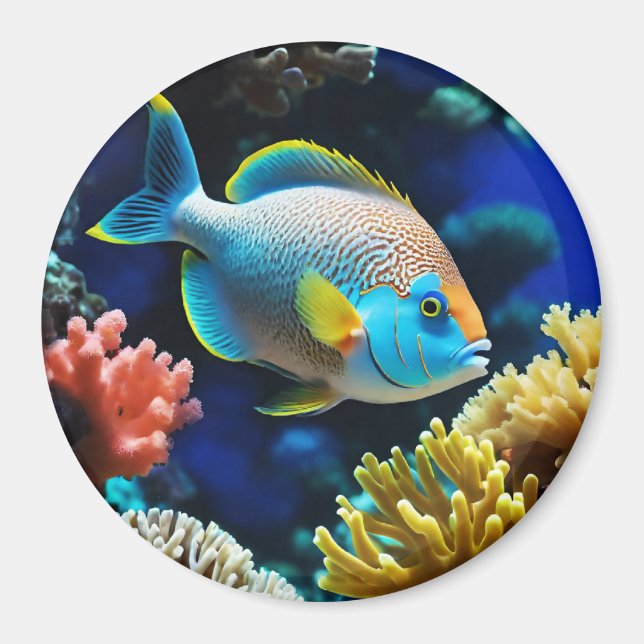 Tropical Blue Fish Magnet (Front)