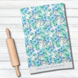 Tropical Blue Floral Nom Cuisine Serviettes