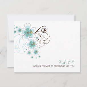 Tropical Blue Hibiscus Beach Destination Wedding RSVP Card