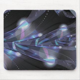 Tropical Blue Leaves Cast in Mirrored Lights Mouse Pad