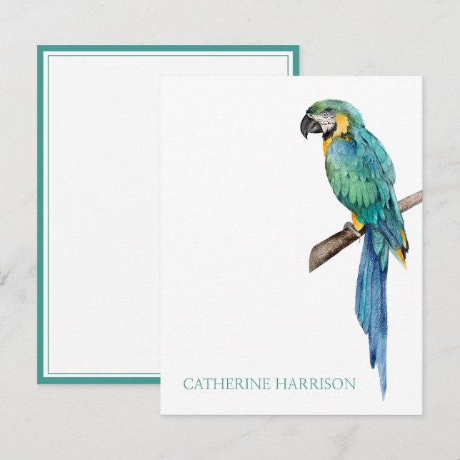 Tropical Blue Macaw Personalized Card (Front/Back)