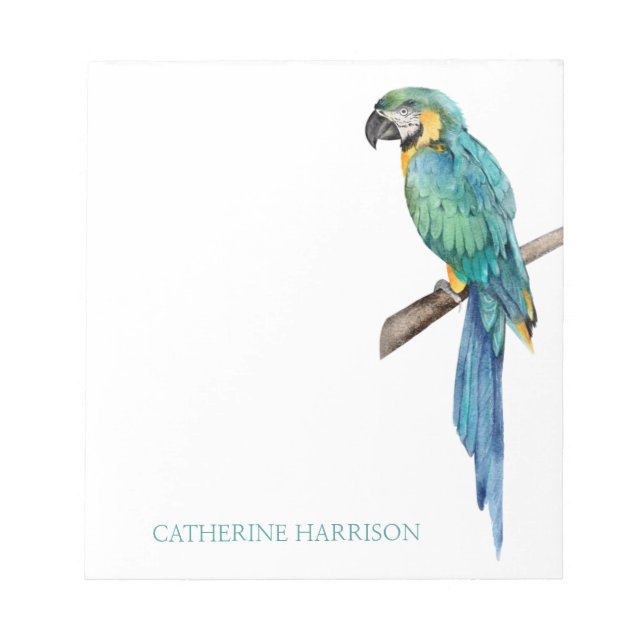 Tropical Blue Macaw Personalized Notepad (Front)