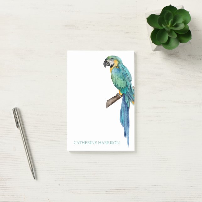 Tropical Blue Macaw Personalized Post-it Notes (Office)