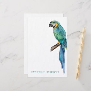 Tropical Blue Macaw Personalized Stationery