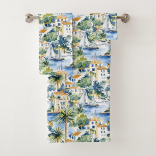 Tropical Blue Mediterranean Bath Towel Set