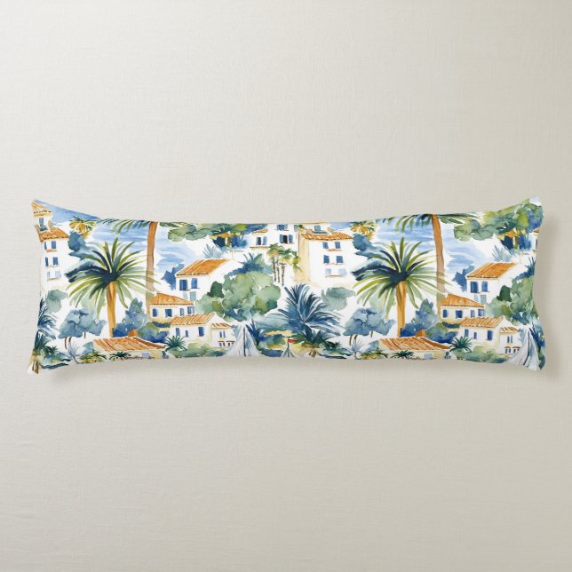 Tropical Blue Mediterranean   Body Pillow (Front)