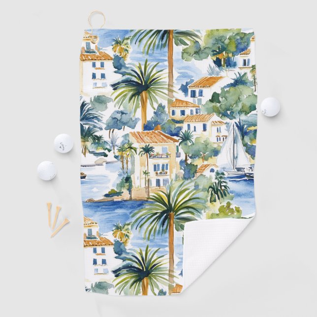 Tropical Blue Mediterranean   Golf Towel (InSitu)