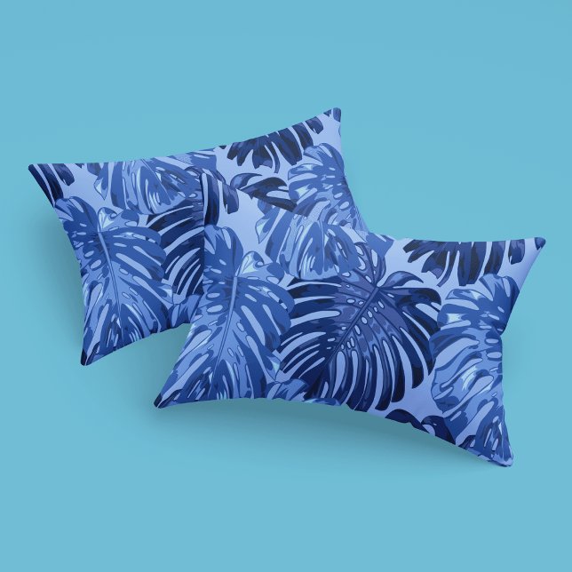 Tropical Blue Monstera Jungle Leaves Pattern Pillowcase (Creator Uploaded)