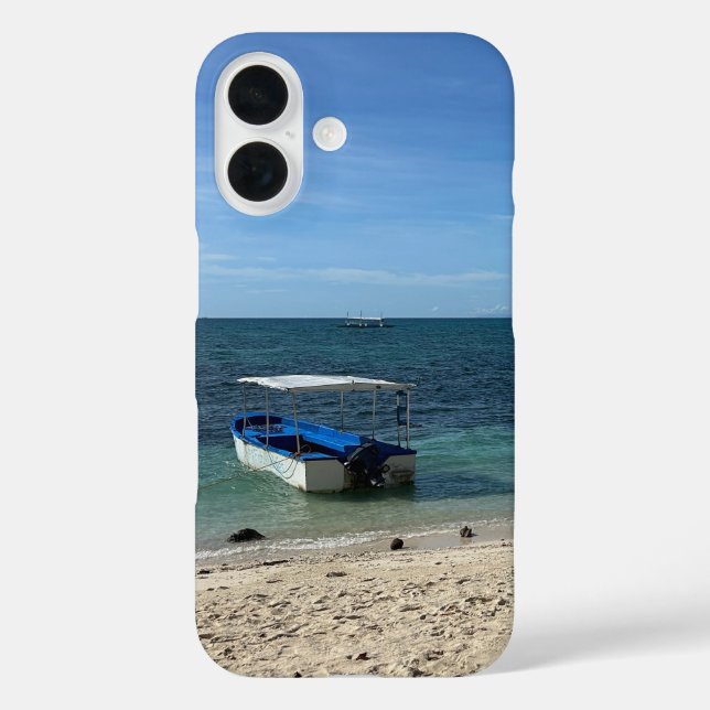 Tropical Blue Ocean Beach & Boat: Summer Vibe Case-Mate iPhone Case (Back)