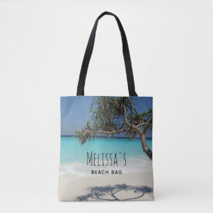 Tropical Blue Ocean Beach Scene Photo Beach Bag