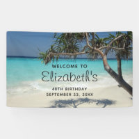 Tropical Blue Ocean Beach Scene Photo Birthday