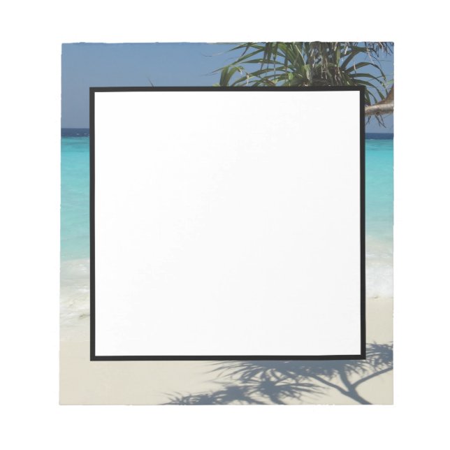 Tropical Blue Ocean Beach Scene Photo Notepad (Front)
