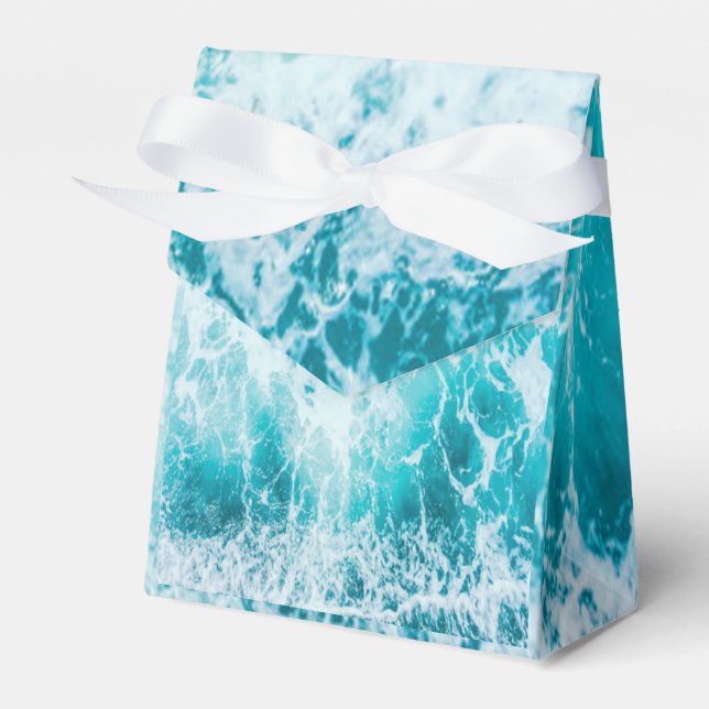 Tropical Blue Ocean Waves Favor Box (Front Side)