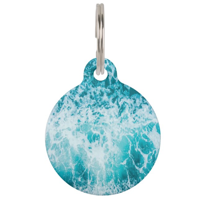 Tropical Blue Ocean Waves Pet Tag (Front)