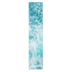Tropical Blue Ocean Waves Short Table Runner