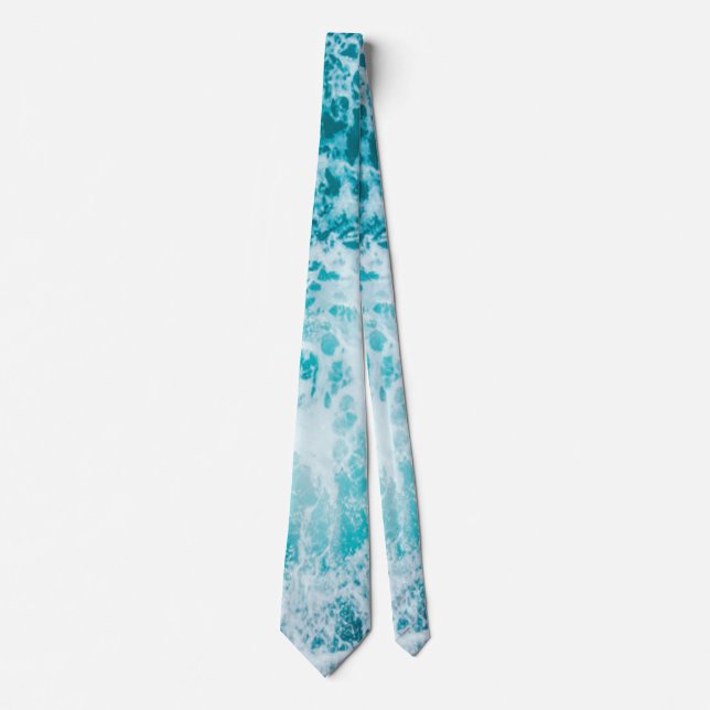 Tropical Blue Ocean Waves Tie (Front)
