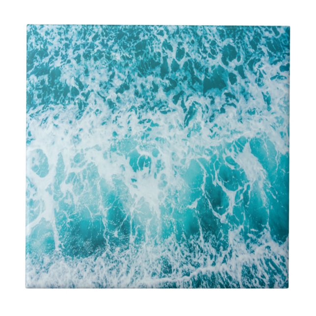 Tropical Blue Ocean Waves Tile (Front)