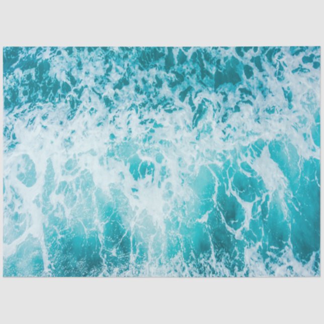 Tropical Blue Ocean Waves Tissue Paper (Front)