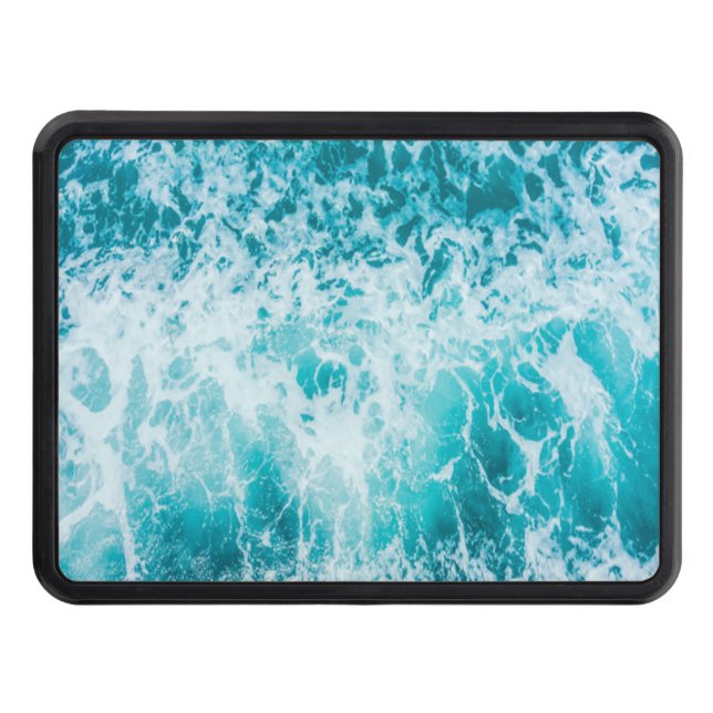 Tropical Blue Ocean Waves Trailer Hitch Cover (Front)