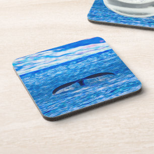 Tropical Blue Ocean Whale Tail Coaster
