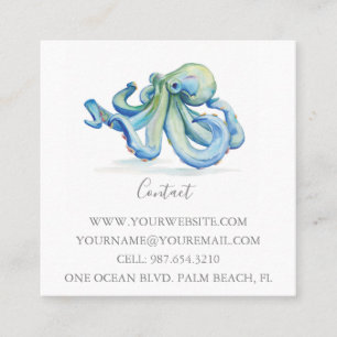 Tropical Blue Octopus Square Business Card