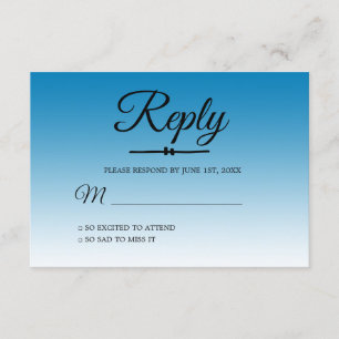 Tropical Blue Ombre Sweet 16 RSVP Invitation