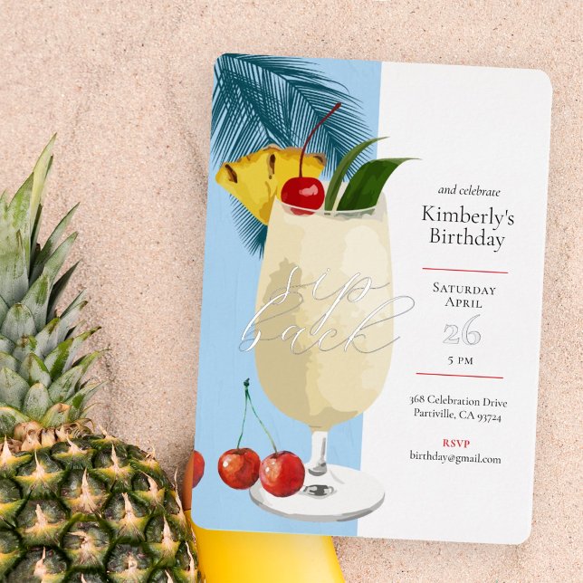 Tropical Blue Pina Colada Cocktail Birthday Party  (Creator Uploaded)