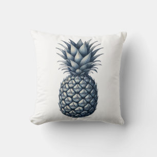 Tropical Blue Pineapple Botanical Throw Pillow
