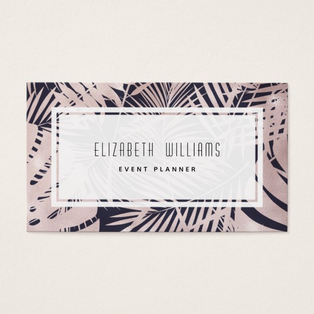 Tropical Blue Pink Event Planner Business Card (Front)