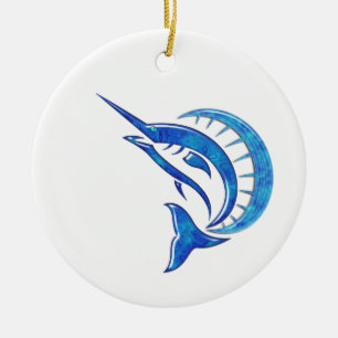 Tropical Blue Sailfish Ceramic Ornament