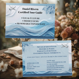 Tropical Blue Sea Travel Tour Guide Professional  Business Card
