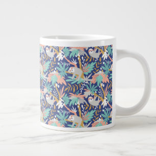 Tropical Blue Sloth Pattern Large Coffee Mug