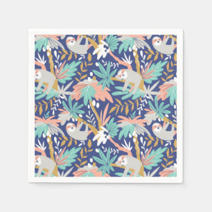 Tropical Blue Sloth Pattern Napkin