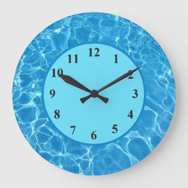 Tropical Blue Swimming Pool Clock Water Wall Clock (Front)