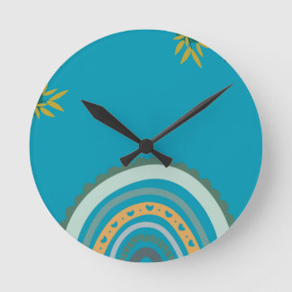 Tropical blue teal round clock