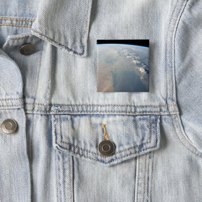 Tropical Blue Waters Of The Persian Gulf. 2 2 Inch Square Button (In Situ)