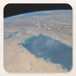 Tropical Blue Waters Of The Persian Gulf. Square Paper Coaster