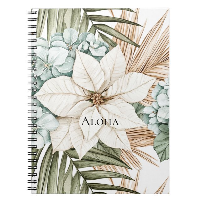 Tropical Blue White Flowers   Notebook (Front)