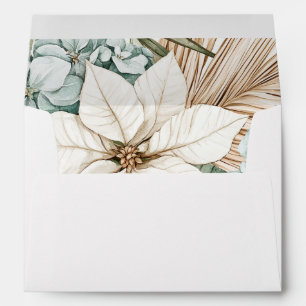 Tropical Blue White Flowers Wedding Envelope