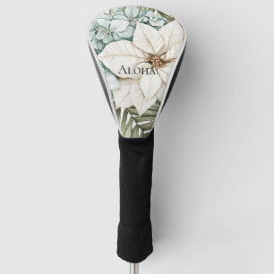 Tropical Blue White Flowers Wedding Golf Head Cover