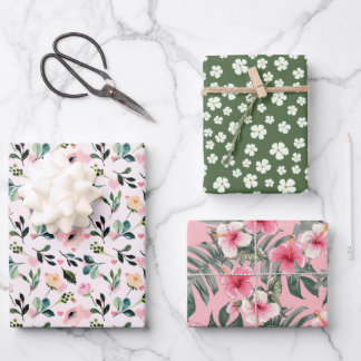 Tropical Blush Botanical 3 Wrapping Paper Sheet